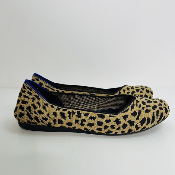 Rothy’s Cheetah Print Round Toe Everyday Flats Loafers 9.5 Tan Beige Black Spots - Picture 4 of 9